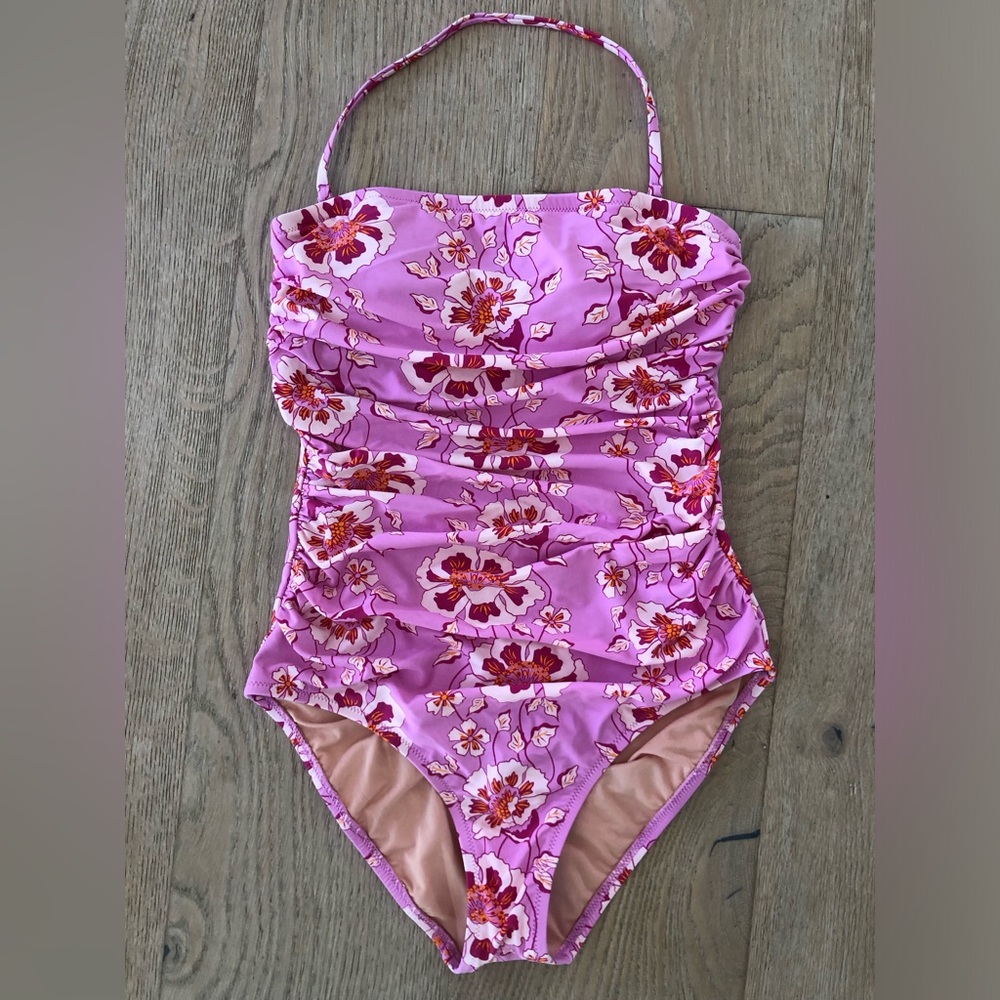 J Crew pink ruched one-piece swimsuit size 2 New Without tags. Sold out.
